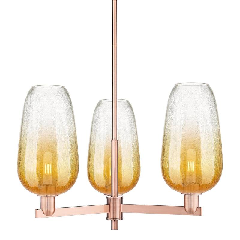 Innovations Lighting 716-3CR-17-18 Brookhaven Flute Chandelier - Antique Copper / Amber