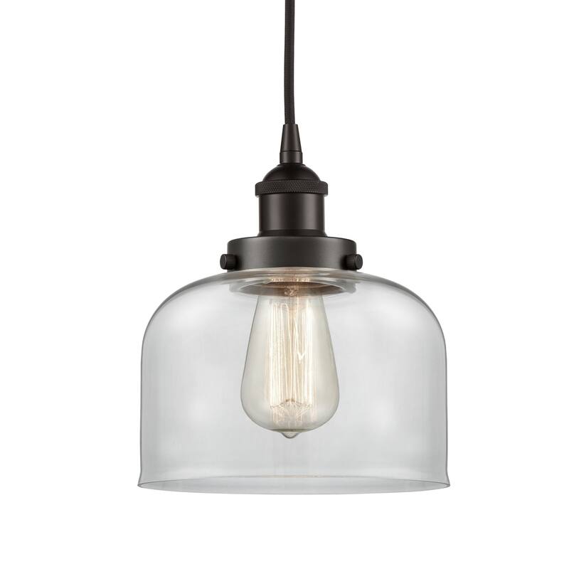 Innovations Lighting 616-1PH-10-8 Bell Pendant Bell 8" Wide Mini - Oil Rubbed Bronze / Clear