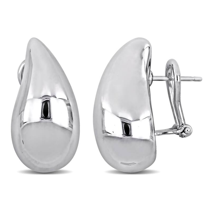 Miadora 24mm Teardrop Design Stud Earrings in 14K White Gold