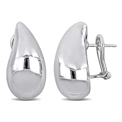 Miadora 24mm Teardrop Design Stud Earrings in 14K White Gold