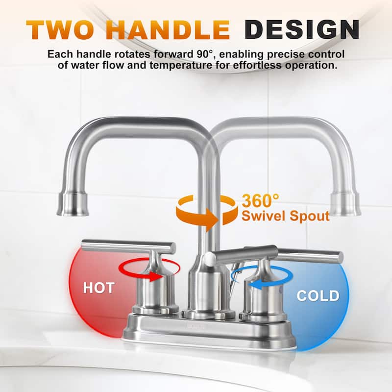 WOWOW 4 in. Centerset Double Handle Bathroom Faucet