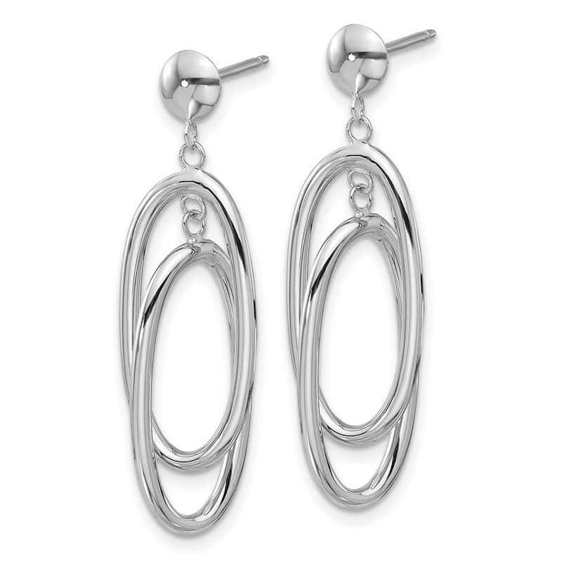 Curata 14k White Gold Polished Oval Dangle Post Earrings 40x16mm