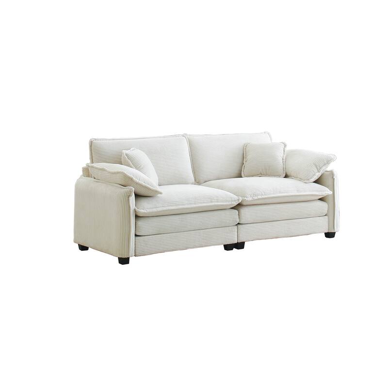 Ergonomic Deep Seat Loveseat with Pillows and Removable Armrests