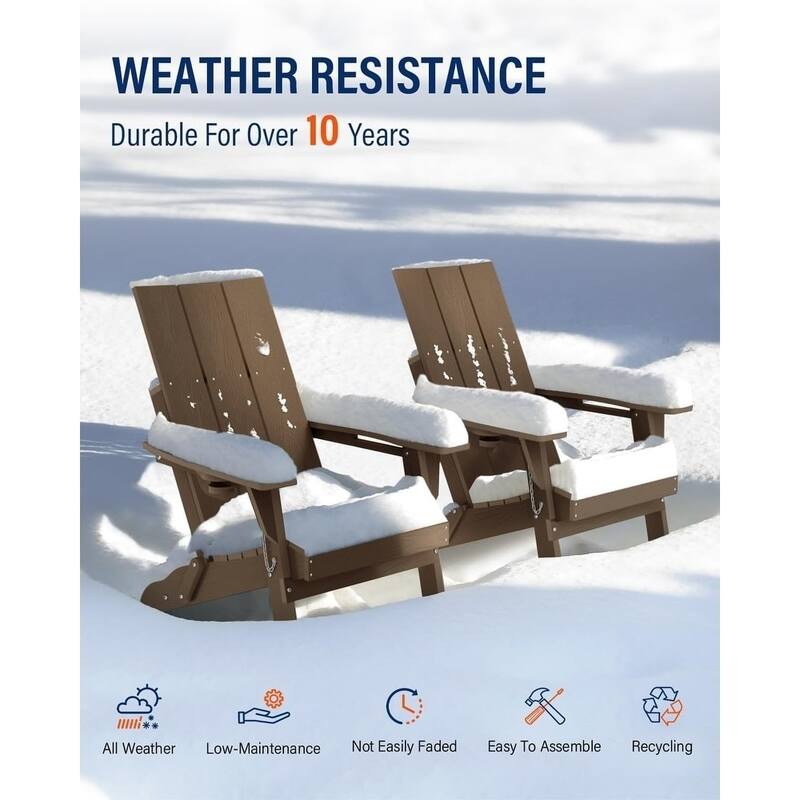 WINSOON Modern HDPE Outdoor Folding Adirondack Chair With Cup Holder Set Of 4