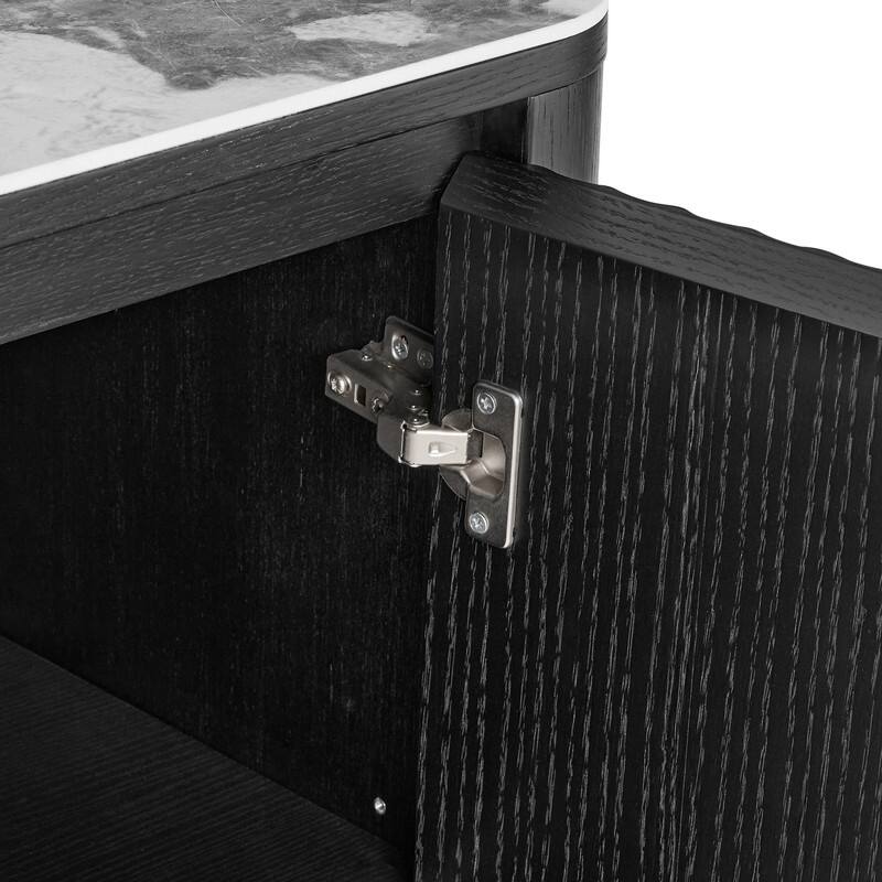 Spruce & Spring Modern Black Oak Sideboard with White Ceramic Top