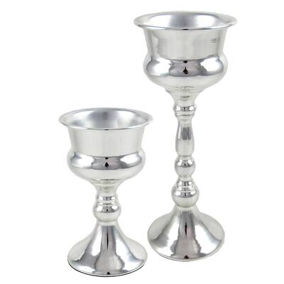 Silver Metal Trophy Urn Tabletop Flower Vase Decorative Centerpiece