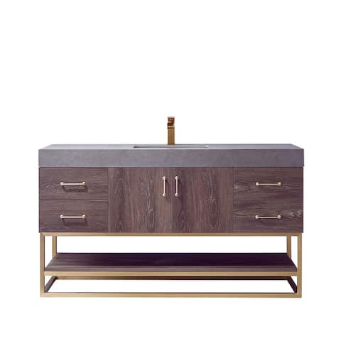 Alistair 60S" Vanity with Grey Sintered Stone Countertop
