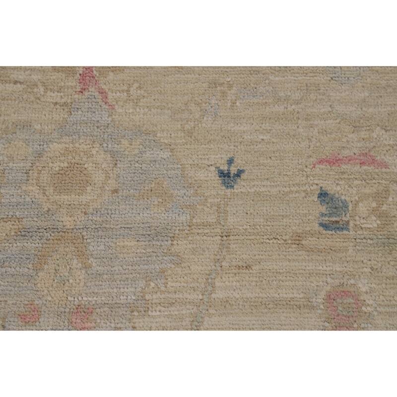Vegetable Dye Oushak Turkish Rug Handmade Bedroom Beige Wool Carpet - 4'10"x 7'5"