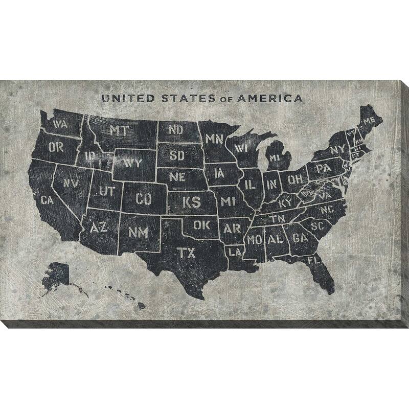 "Grunge USA Map" Print on Canvas