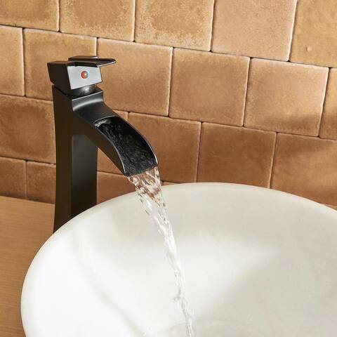 Vibrantbath Vessel Sink Faucet Waterfall with Pop Up Drain