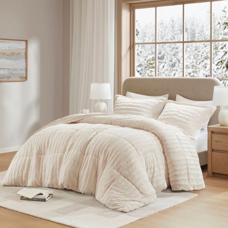 Madison Park York Faux Fur Comforter Mini Set