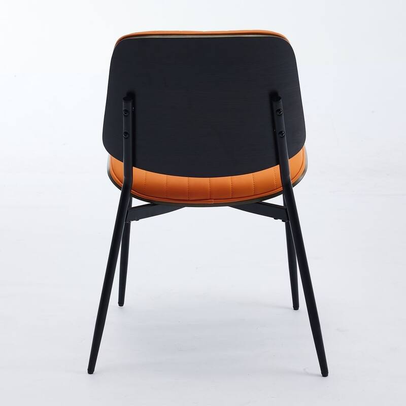 Retro Linen Dining Chairs Set of 2, Bentwood Back with Metal Legs