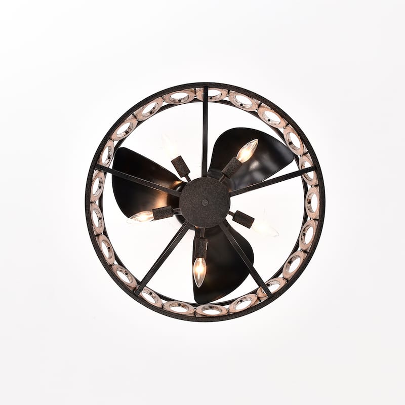 Dalina 24 Inch Oil Rubbed Matte finish 5 Light, 3 Blade Driftwood Ceiling Fandelier with Remote