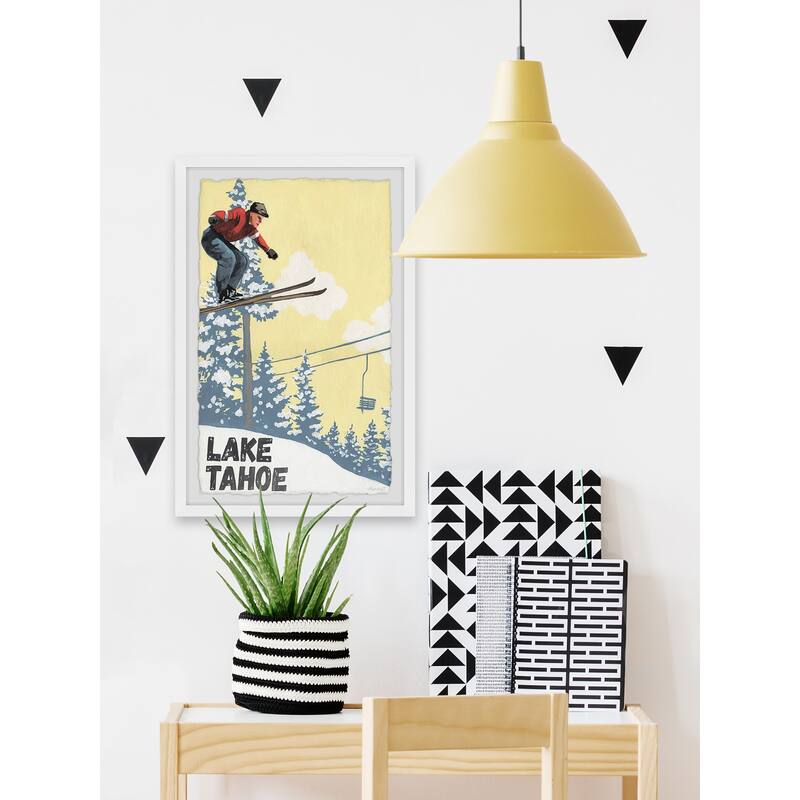 'Ski Jump at Lake Tahoe' Framed Painting Print