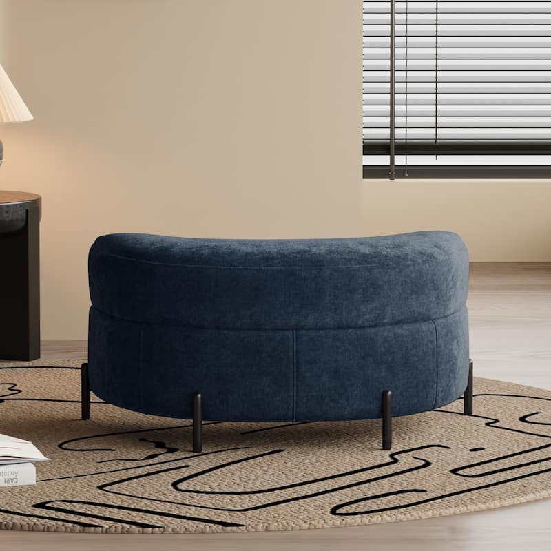 Modern Chenille 360° Swivel Accent Barrel Chair and Storage Ottoman