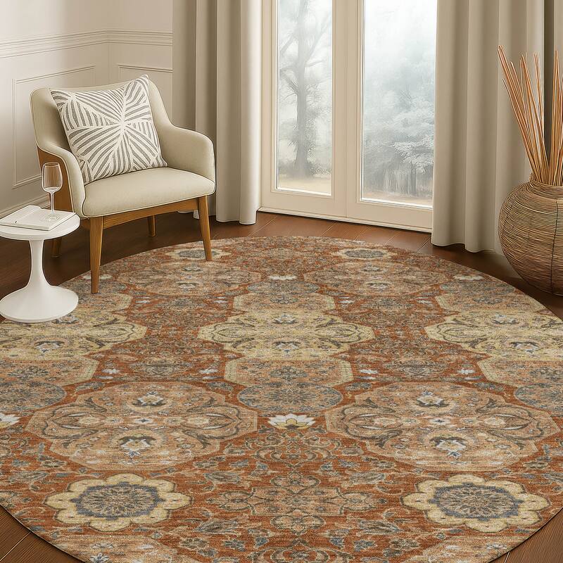 Machine Washable Indoor/ Outdoor Global Budden Chantille Rug