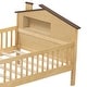 preview thumbnail 16 of 16, Twin Size Wood Platform Bed with House-shaped Headboard, LED, and Built-in Storage, White