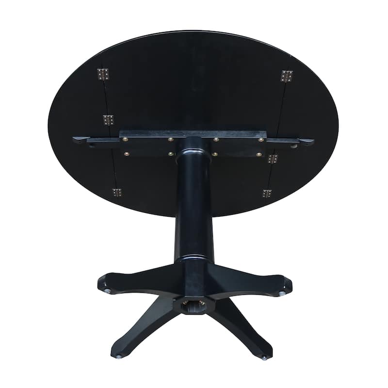 Round Dual Drop Leaf 42" Pedestal Table - Black