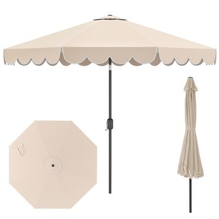 10 Ft Sun Shade Umbrella with Fade-Resistant Polyester Canopy and Easy Tilt Push Button Feature