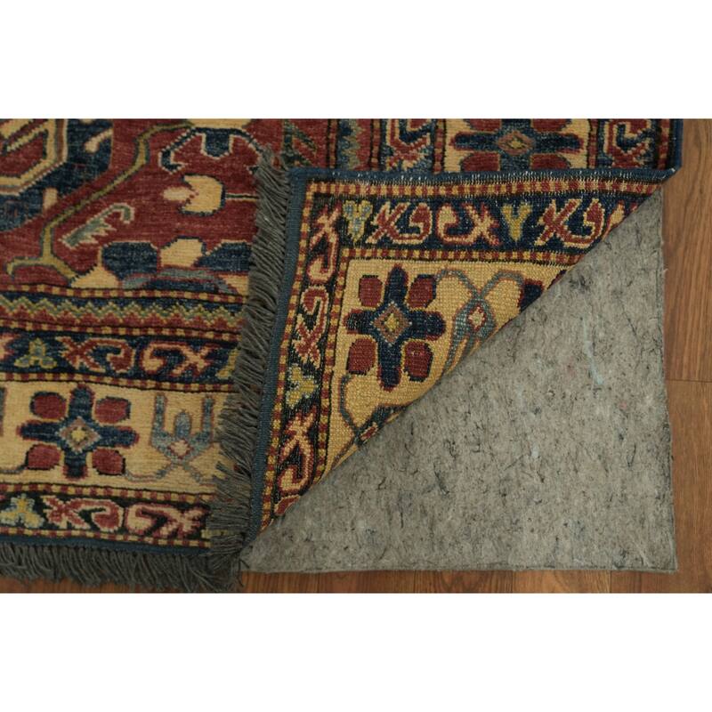 Hand Knotted Oriental 100% Wool Carpet Traditional Geometric Red Super Kazak Area Rug - 5' 10'' X 4' 0''