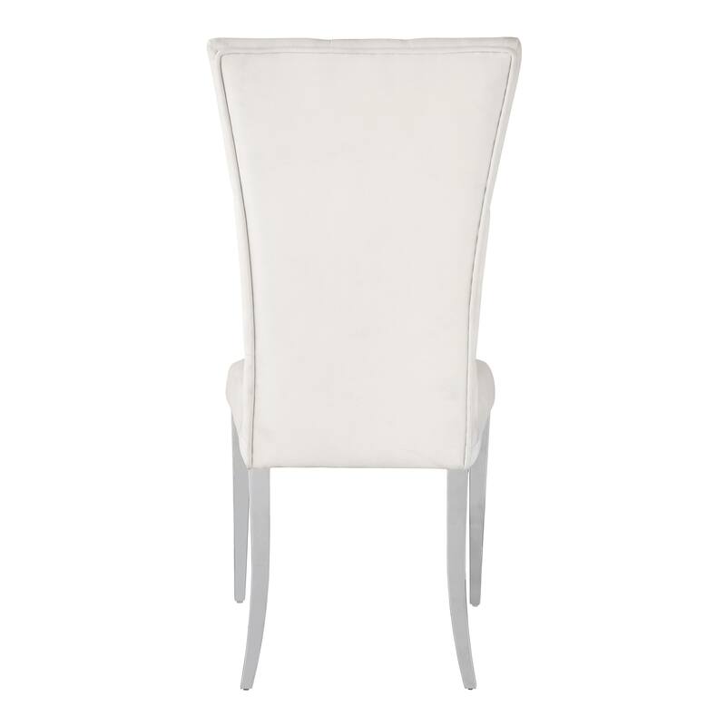 Kery 20 Inch Set of 2 Side Chairs, White Velvet, Tall Flared Tufted Back