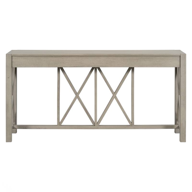 60'' Console Table with 4 Spacious Drawers, Modern Crisscross Design Entryway Table