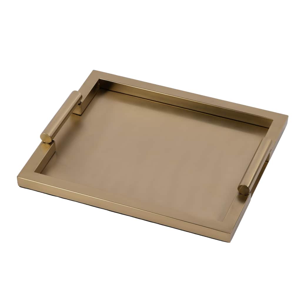 Morante 17.5 in. W Rectangular Stainless Steel Serving Tray with Handles