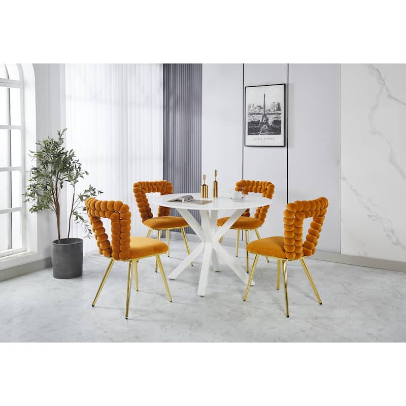Modern chair(set of 2 ) with iron tube legs, soft cushions and comfortable backrest, hairball back