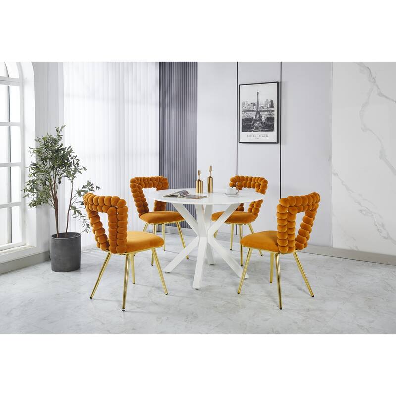 Orange Modern 22.04" Accent Chairs with Iron Tube Legs and Comfortable Backrest (Set of 2)