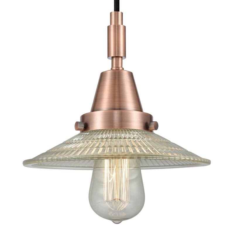 Innovations Lighting 447-1P-G2 Halophane 9" Wide Mini Pendant with - Antique Copper
