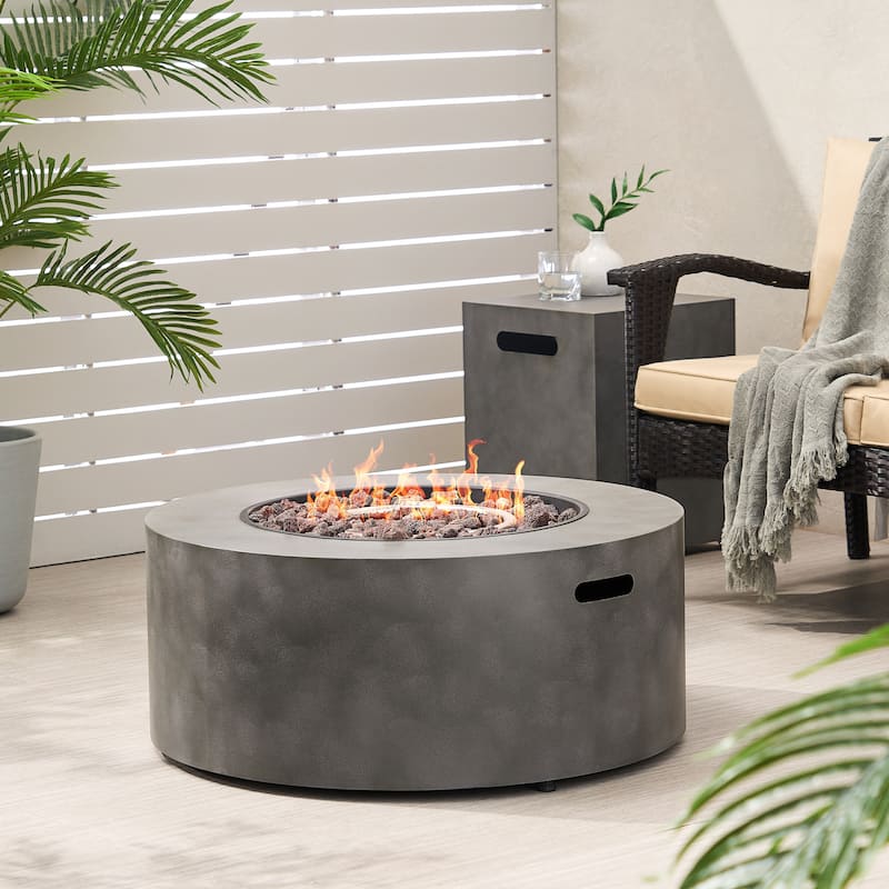Hobbs Outdoor Iron Circular Fire Pit by Christopher Knight Home - Grey