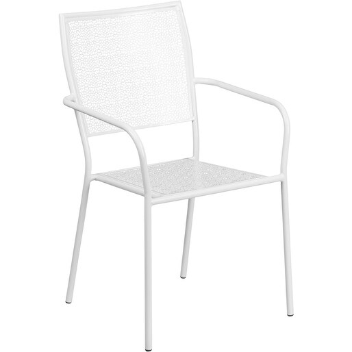 Westbury White Steel Arm Chair W Square Back For Patio Bar Westbury White Steel Arm Chair W Square Back For Patio Bar Restaurant