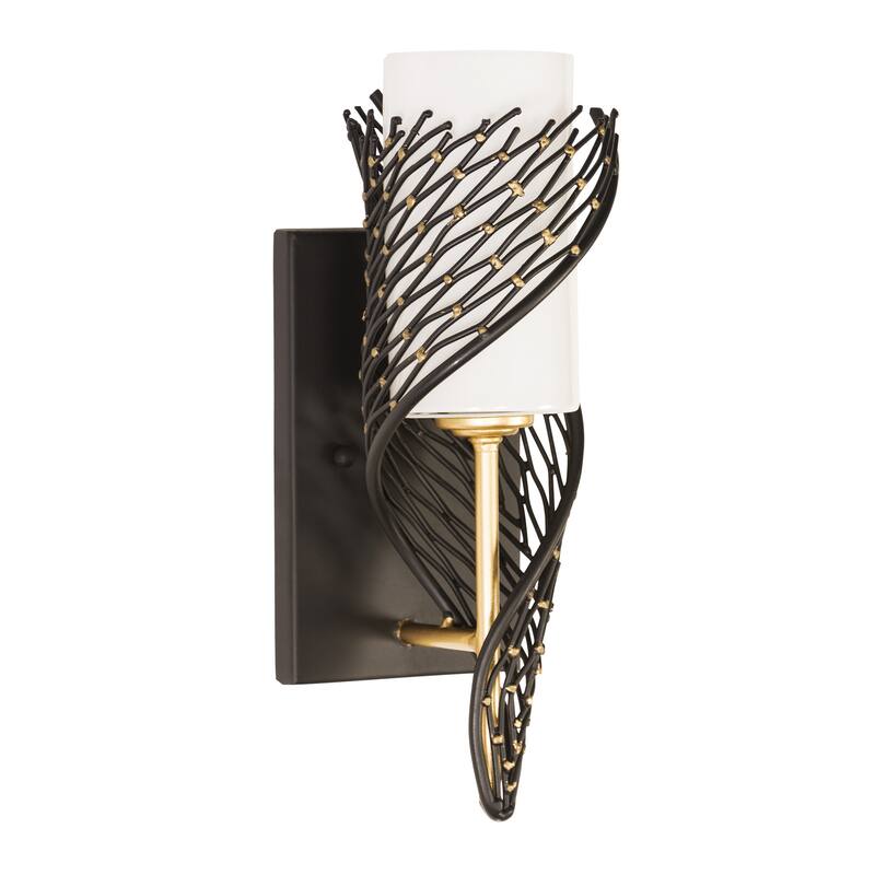 Varaluz Flow 1-Light Wall Sconce - Matte Black/French Gold