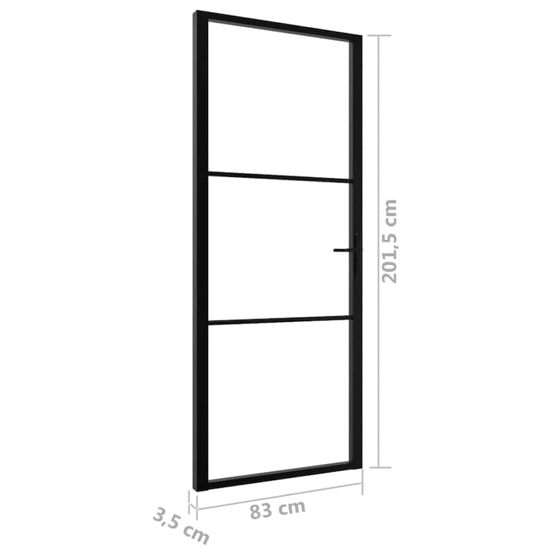 vidaXL Glass Door Interior Door with Alloy Handle ESG Glass and Aluminum Black