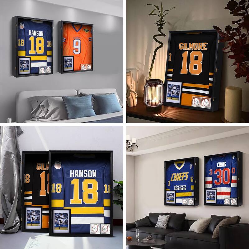Jersey Frame Display Case, XL Jersey Display Case, with 2 Baseball Case and 1 Photo Frame