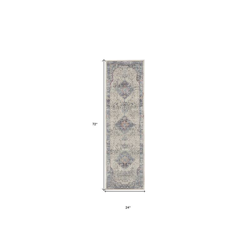 HomeRootsFloral Transitional Runner Area Rug - 72' X '24' X '0.5