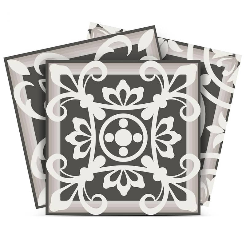 12" X 12" Wood Brown and White Mosaic Peel and Stick Removable Tiles - White/Gray
