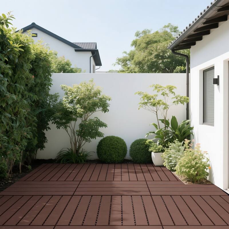 24 Pieces Of Outdoor Terrace Deck Tiles, DIY Interlocking Decking Floor Tiles, For Indoor And Outdoor Balcony Backyard Poolside