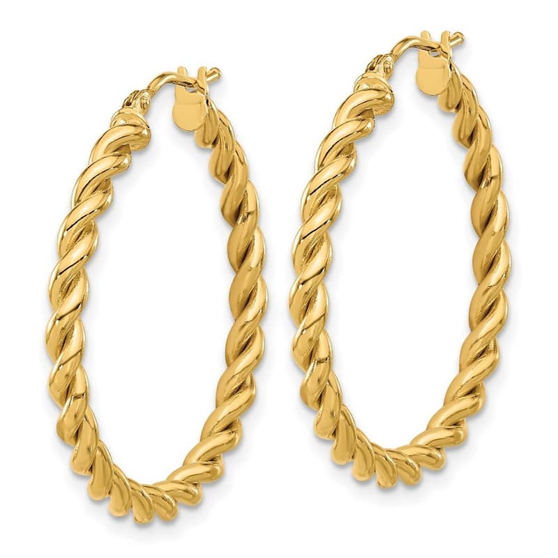 Curata 14k Yellow Gold Polished Twist Hoop Earrings - 31.32x30.65mm