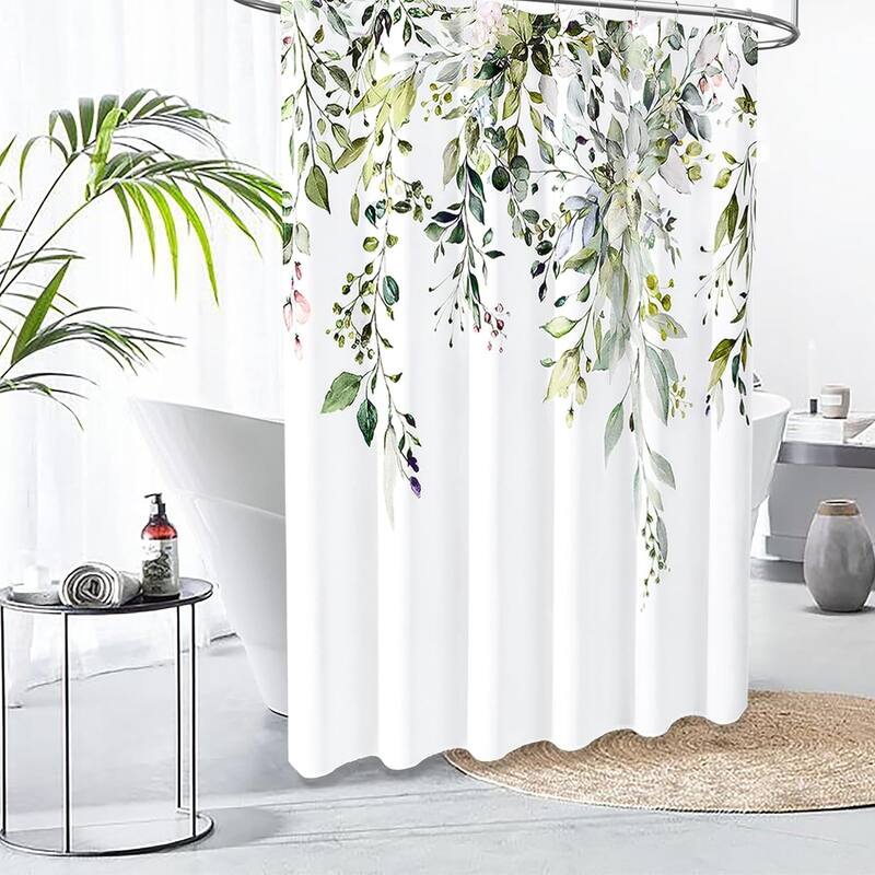 Eucalyptus Plant Shower Curtain Floral Fabric with