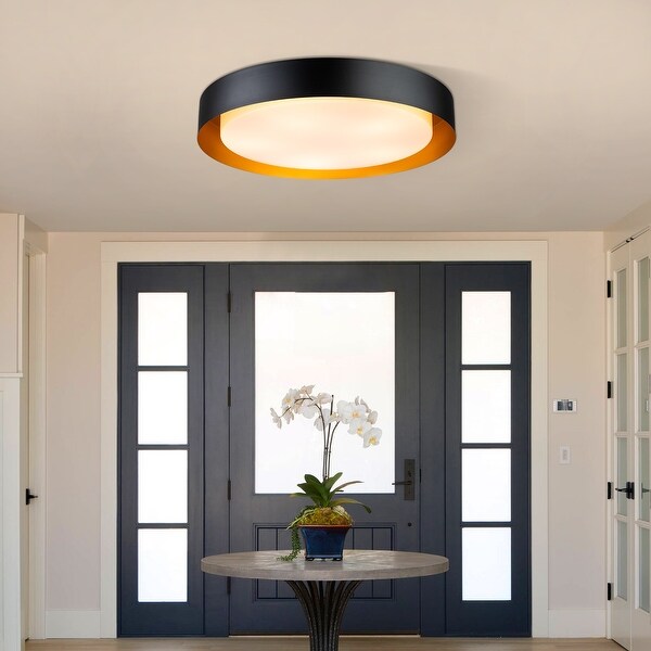 Metal drum flush mount light outlet