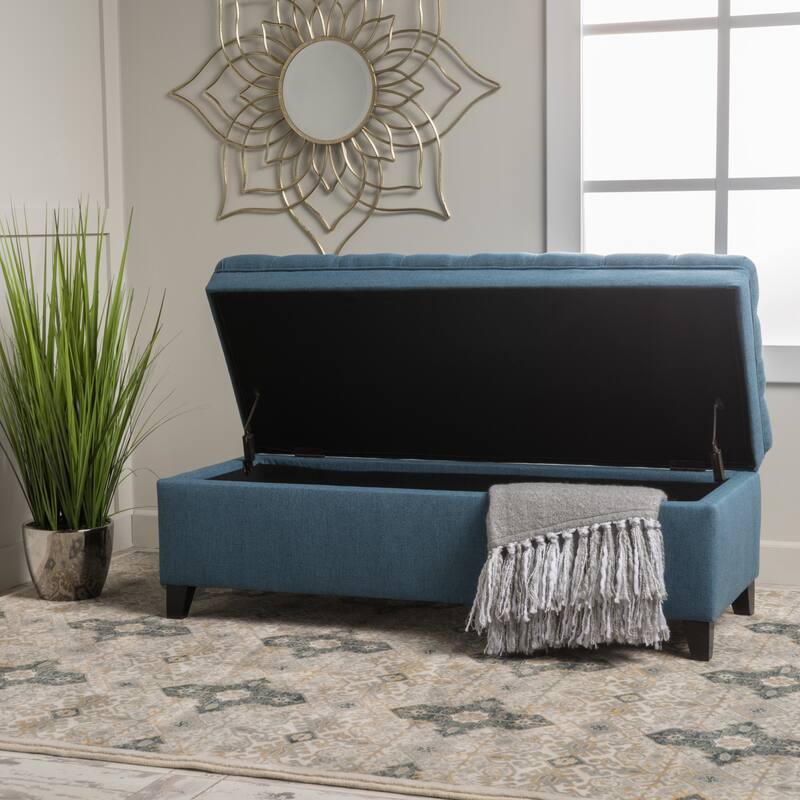 Button-tufted Storage Ottoman Bench