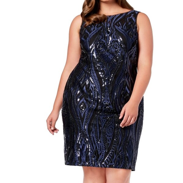 calvin klein navy sequin dress