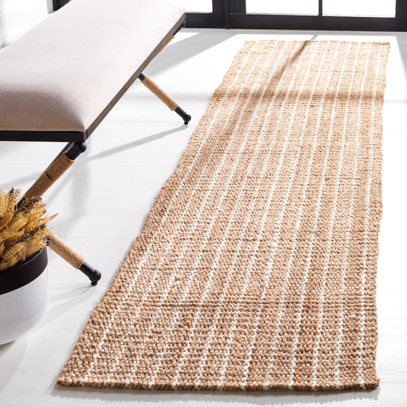 SAFAVIEH Natural Fiber Lulla Farmhouse Stripe Jute Rug