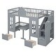preview thumbnail 26 of 37, Impression & Beautiful Full-Over-Full Bunk Bed with Changeable Table,Elegant Children Bed