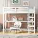 preview thumbnail 43 of 82, Space-Saving Loft Bed with Storage Shelves and Desk, Solid Wood Loft Bed Frame with Ladder and Guardrail for Kids Teens Adults White - Twin