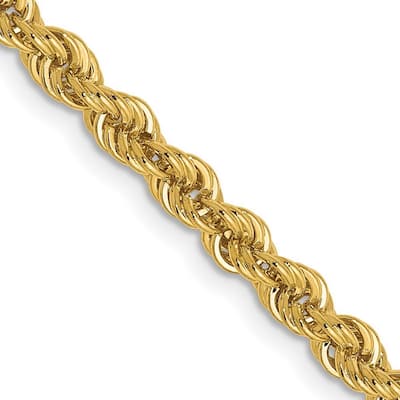 Curata 14k Yellow Gold Lobster Claw Closure Valu plus 3.0mm Solid Chain Bracelet