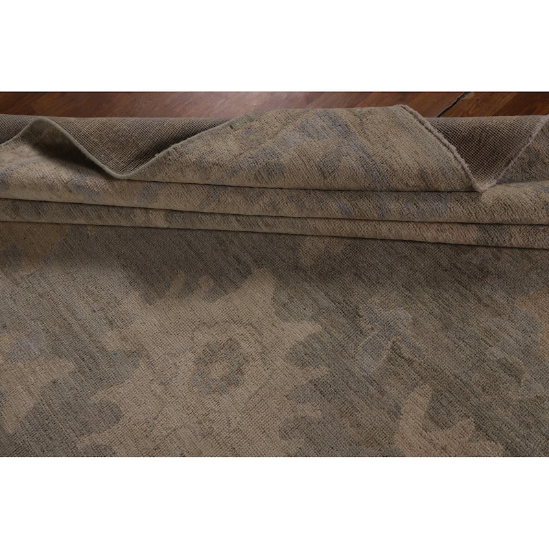 Grey Vegetable Dye Oushak Turkish Large Area Rug Handmade Wool Carpet - 9'11"x 13'10"