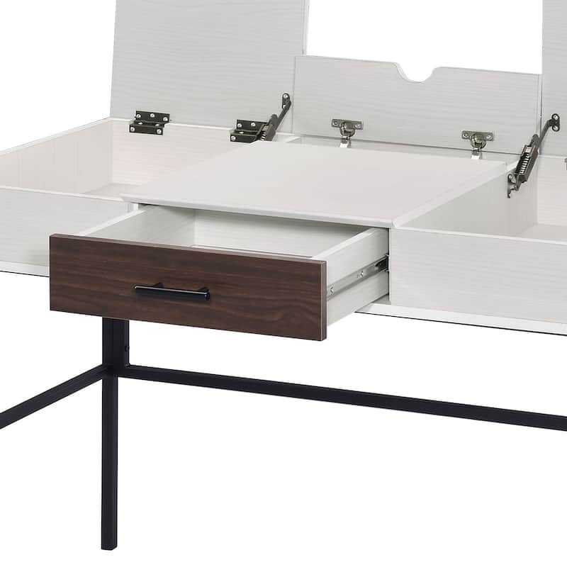 GDFStudio - Natalie Industrial Writing Desk with USB Port, Storage Drawer, and Smooth Glide Design