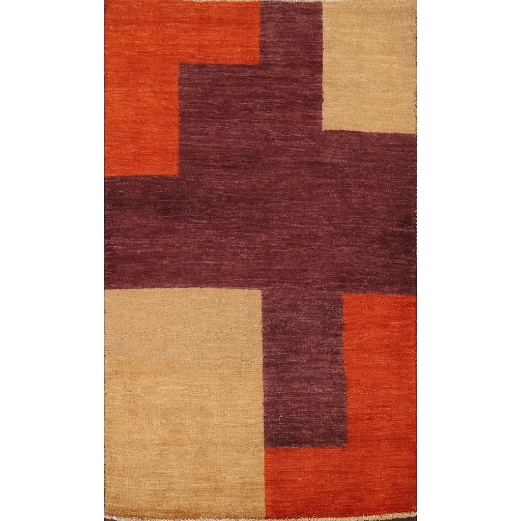 Contemporary Gabbeh Kashkoli Area Rug Wool Hand-knotted Office Carpet - 3'0" x 5'1"